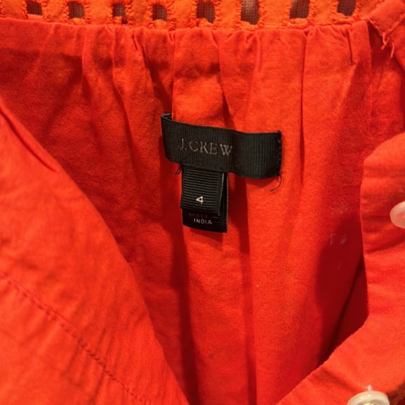 J. Crew Orange Eyelet Waist Tie Midi Dress - Picture 6 of 6